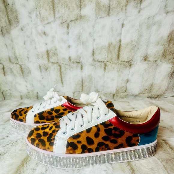 Pazzle Shoes - * Pazzle Rhinestone & Leopard Tennis Shoes